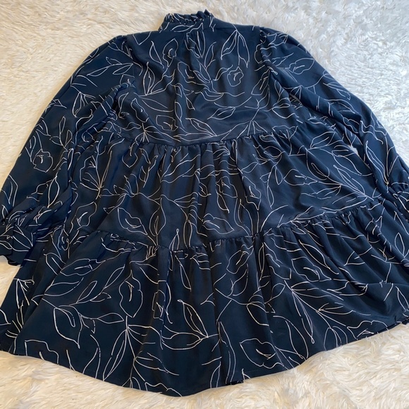 En Saison Baby Doll Tiered Dress Slate Blue/Cream - Picture 4 of 7